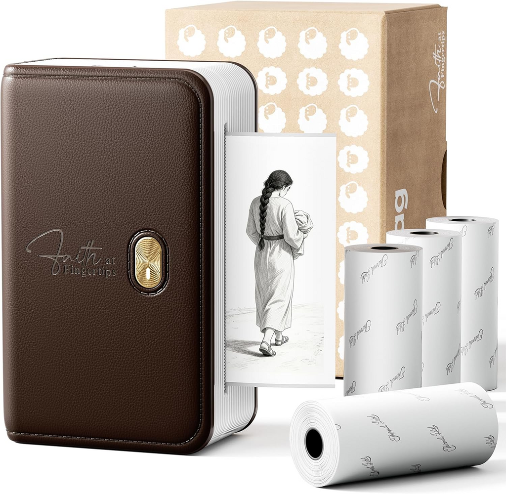 God Using A Printer 3-inch Bible printer, includes 4 rolls of thermal stickers – faithtag
