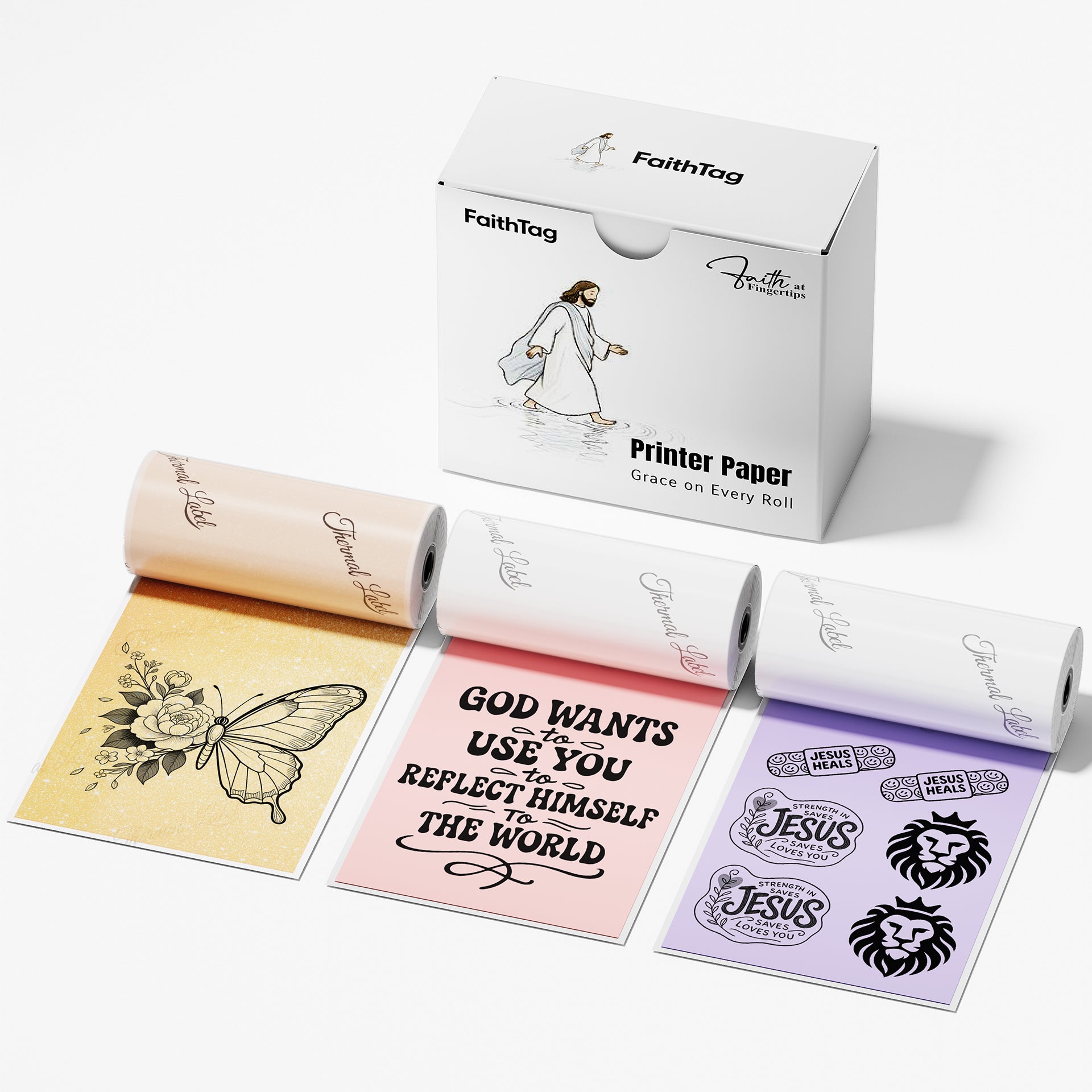 FaithTag 80mm  Gold Glitter Purple Pink Thermal Sticker Paper for<br/> FP31 Bible Printer
