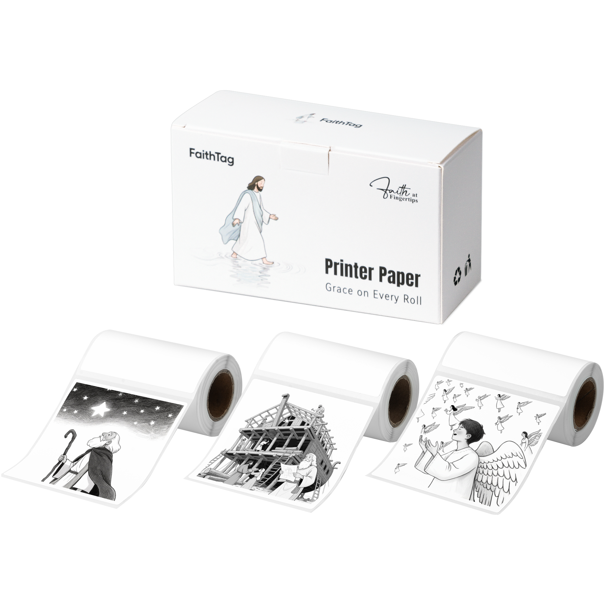 FaithTag 80mm White Thermal Sticker Paper for<br/> FV31 Bible Story Box