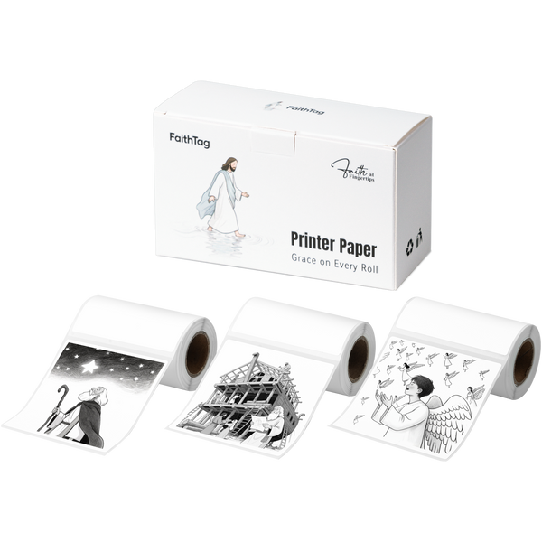FaithTag 80mm White Thermal Sticker Paper for<br/> FV31 Bible Story Box